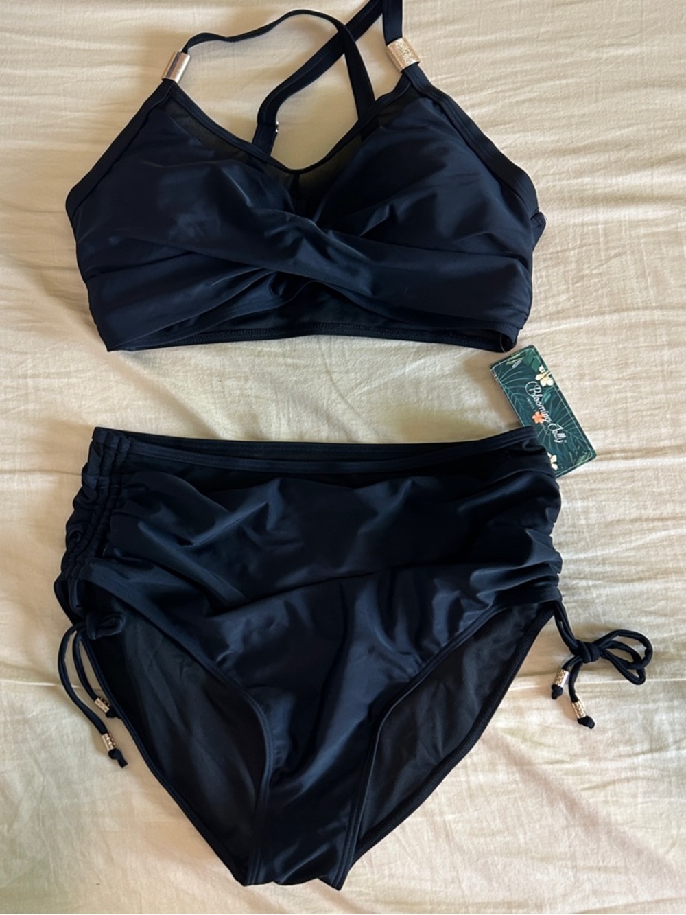 NWT Blooming Jelly bikini with gold accents